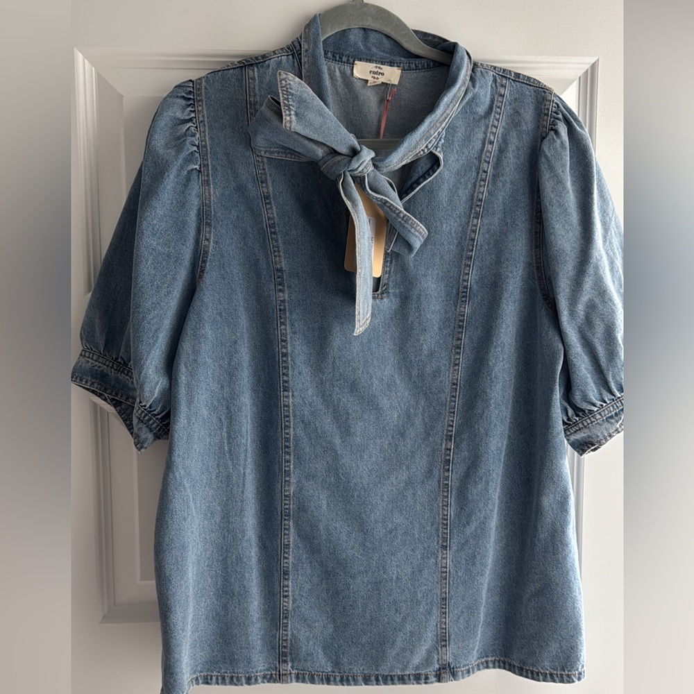 Entro Blouse Denim Top Cotton Size Medium